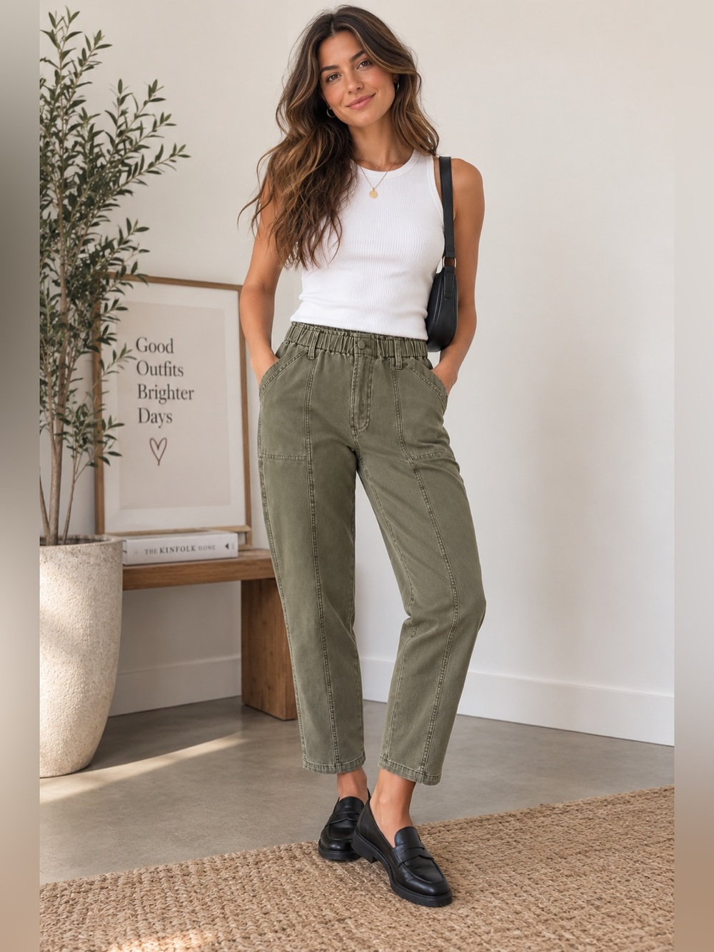 Young Fabulous & Broke Finlay Cargo Pants Olive Green Size M Utility Ankle
